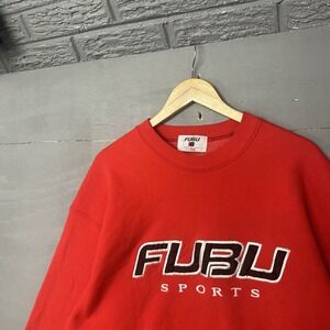 VTG Fubu Sweatshirt Men 2XL XXL Red The Collection Heavy Fleece Pullover 90s Y2K